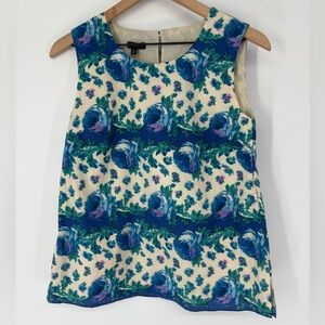 Talbots Silk Blend Sleeveless Baroque Rose Floral Blouse